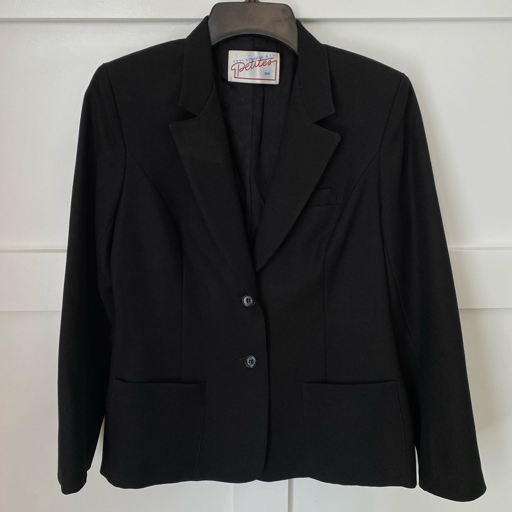 Vintage Levi Strauss & co Petite Small Black Blazer EUC